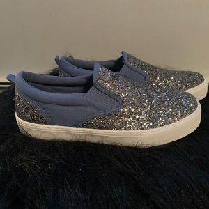 Blue slip on sneakers